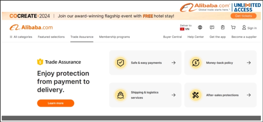 Trade Assurance trên Alibaba là hệ thống thanh toán Escrow chống gian lận. 