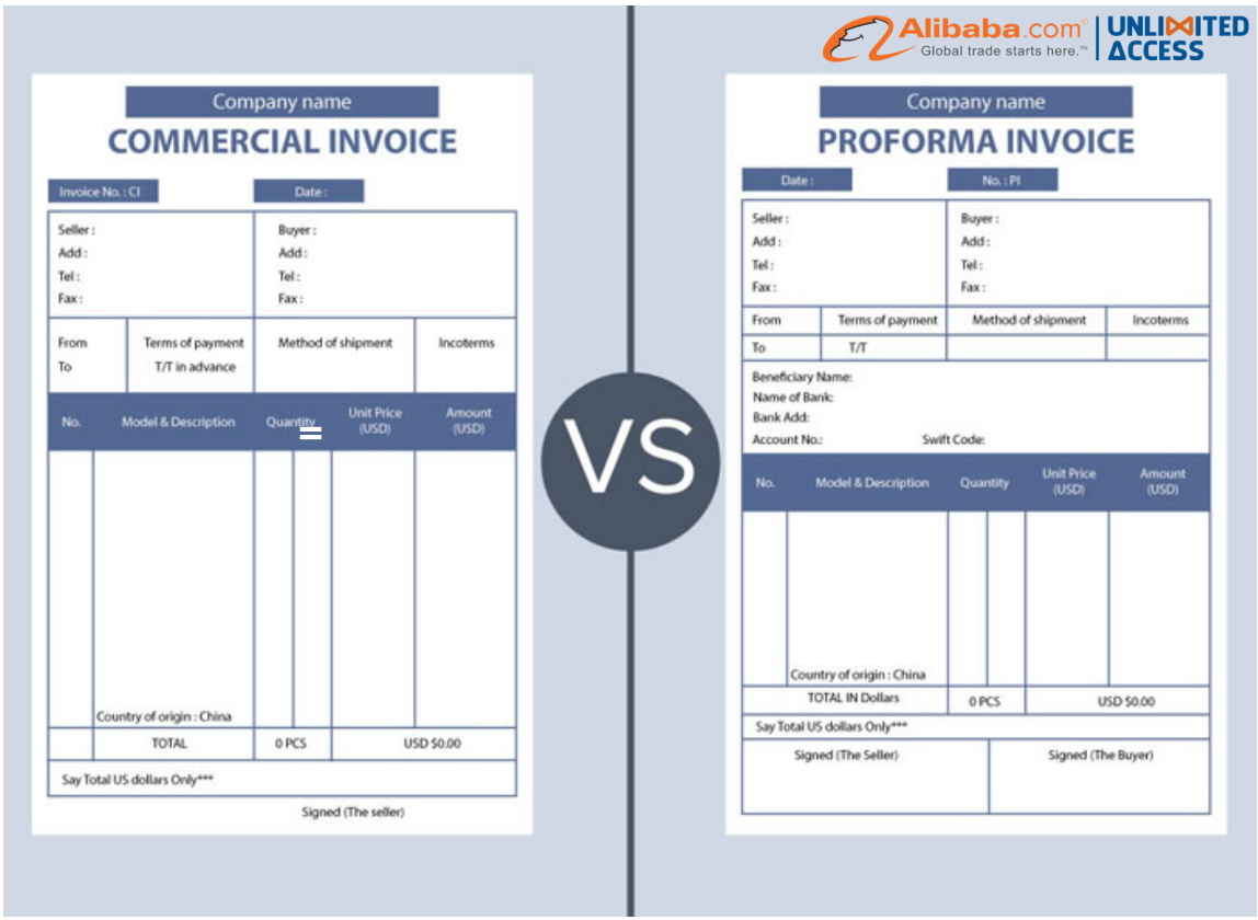Sự khác biệt giữa Proforma Invoice và Commercial Invoice