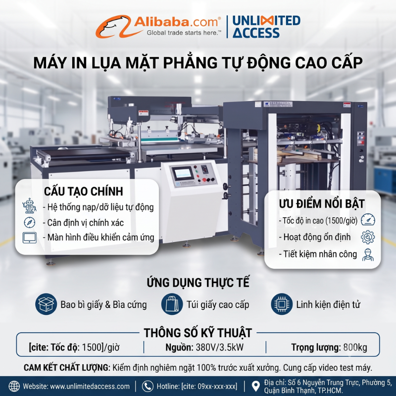 Máy In Lụa Mặt Phẳng Tự Động