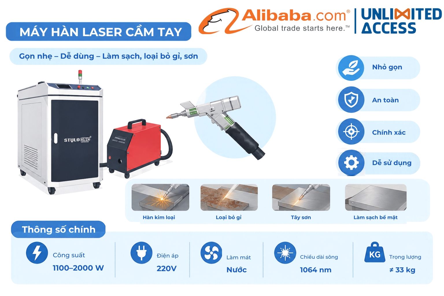 Máy hàn và làm sạch laser cầm tay LCW1500