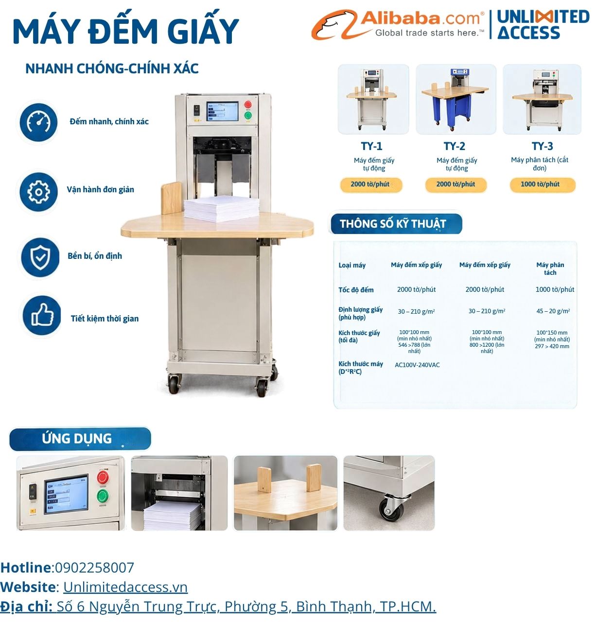 Máy Đếm Giấy Tự Động TY-1, TY-2, TY-3 | Đếm Nhanh, Chính Xác