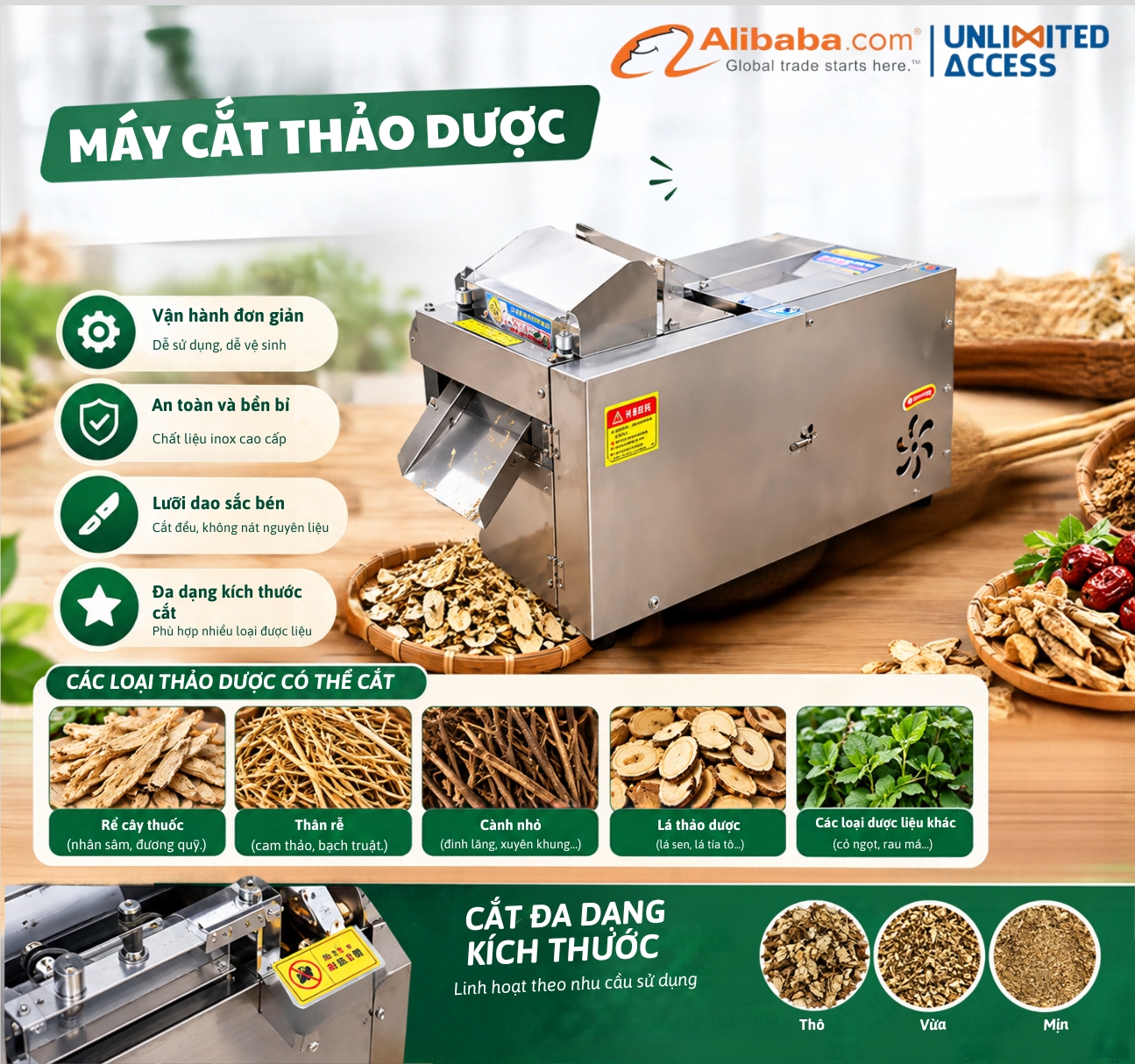 Máy cắt nguyên liệu thuốc bắc và dược phẩm đa năng