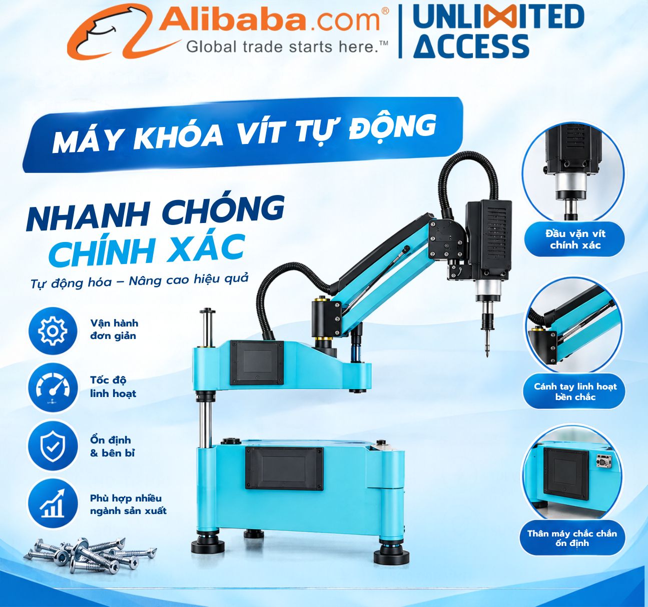 MÁY SIẾT VÍT SERVO CÁNH TAY QUAY TỰ ĐỘNG CNC TOP 1