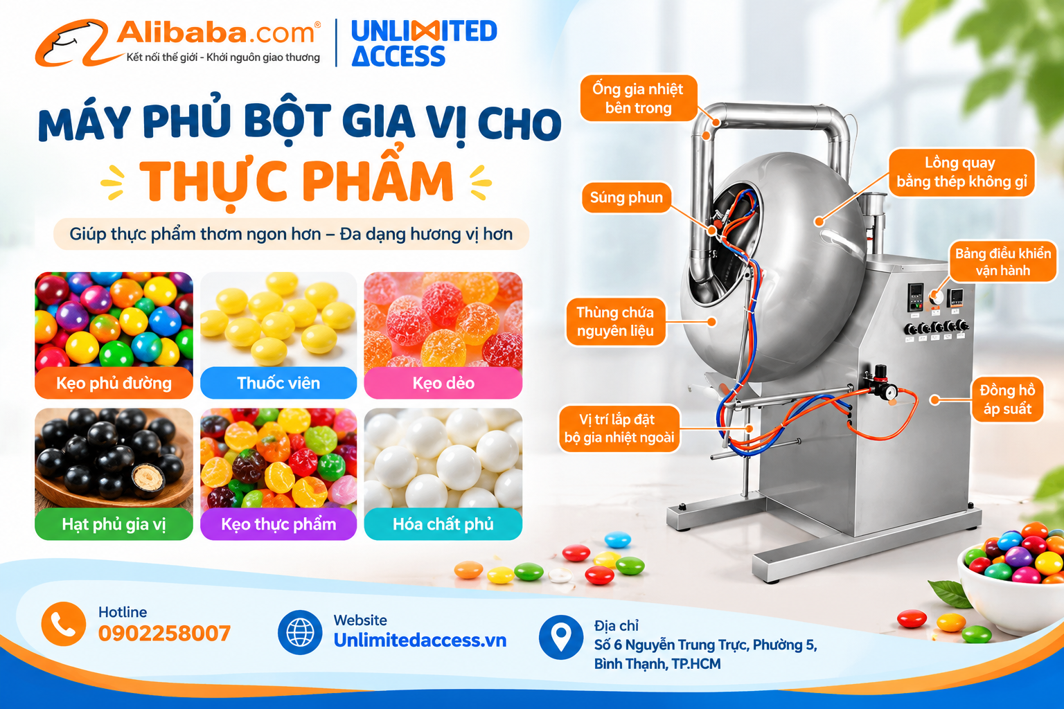 Máy phủ bột gia vị thực phẩm
