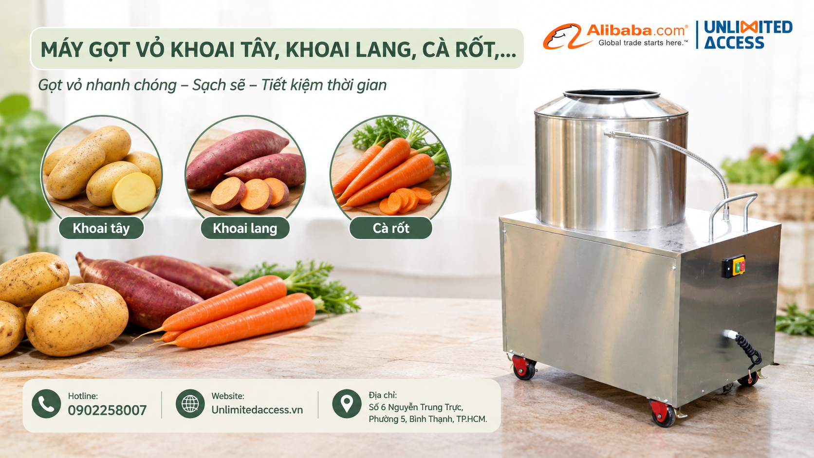 Máy gọt vỏ khoai tây inox TP350 TP500 TP600 công nghiệp