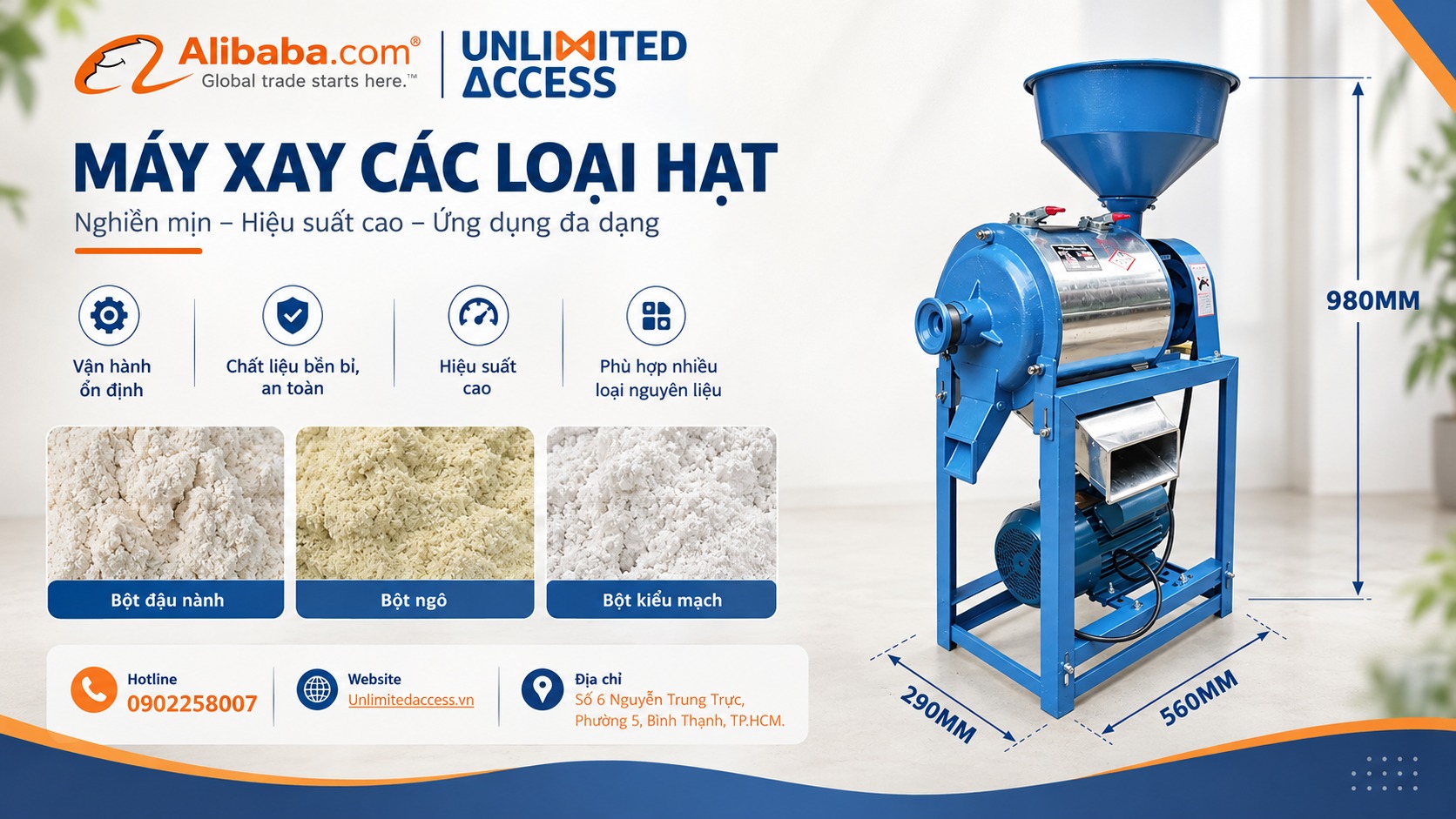 Máy xay các loại hạt công nghiệp năng suất cao